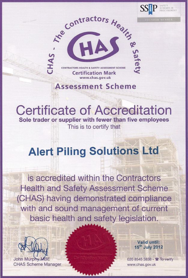 Company Insurance Details Alert Piling Solutions